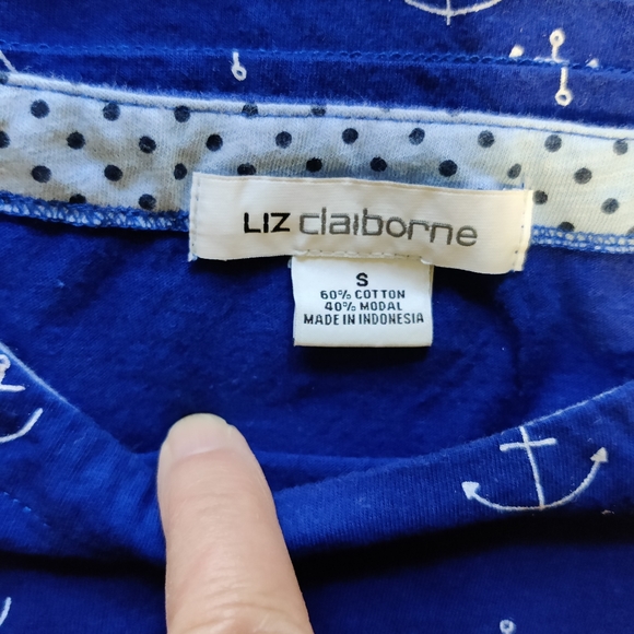 🗺️ Liz Claiborne Anchors Away, Nautical Ocean Side Blue, SMALL Cotton & Modal - Picture 4 of 7